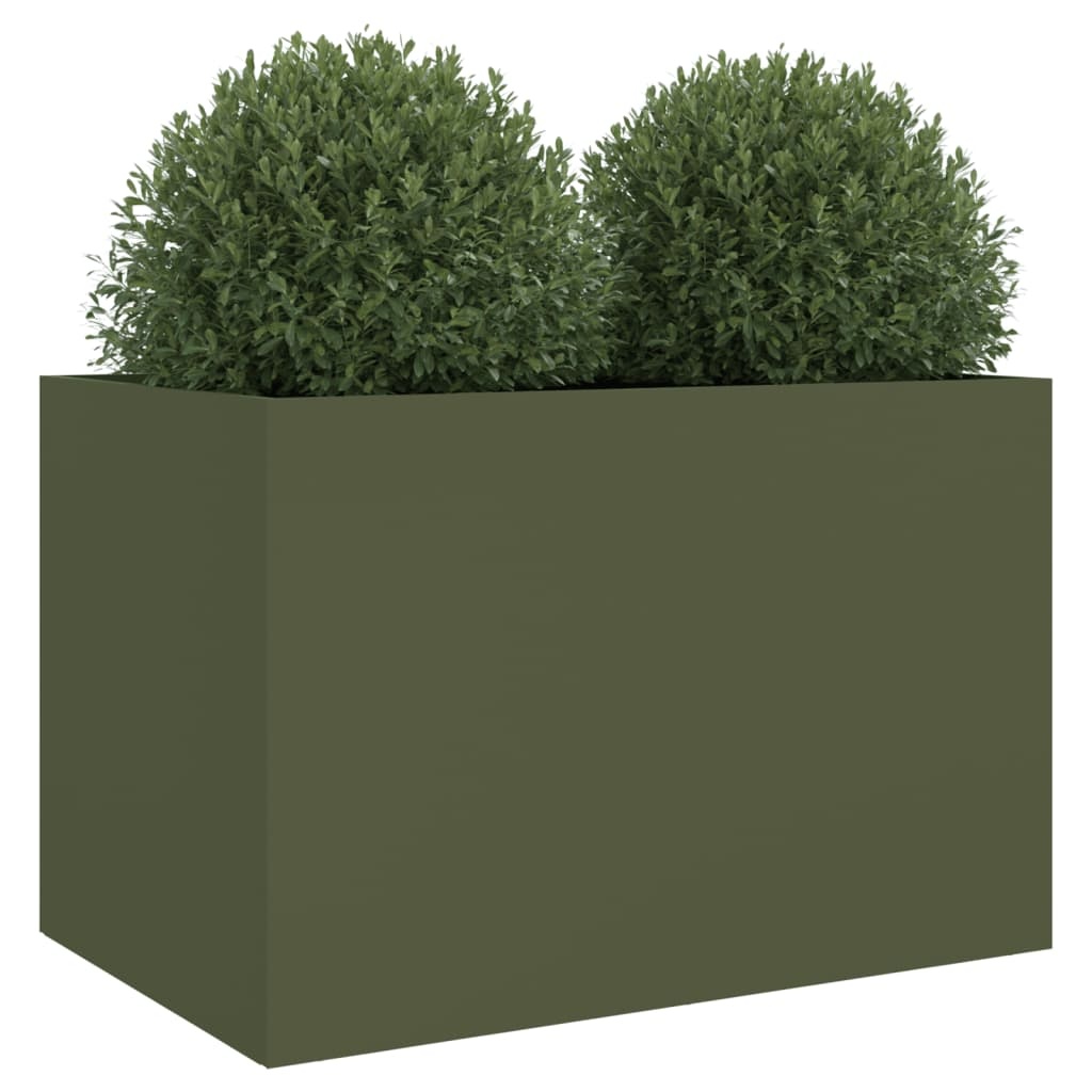 VidaXL Plantenbak 62x47x46 cm koudgewalst staal olijfgroen