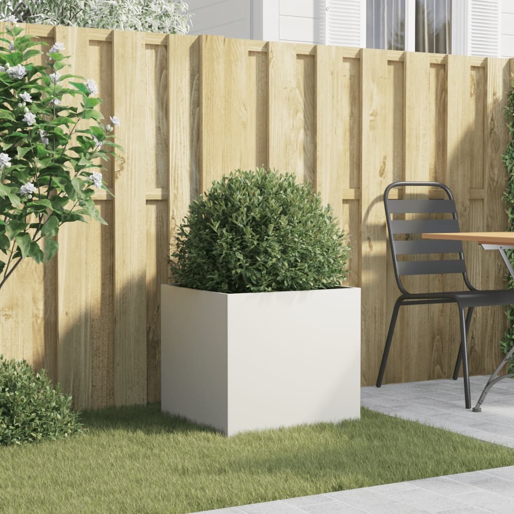 VidaXL Plantenbak 49x47x46 cm koudgewalst staal wit