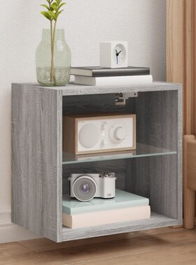 VidaXL Nachtkastje met LED's wandgemonteerd grijs sonoma eikenkleurig