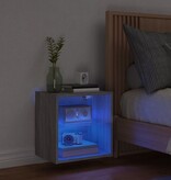 VidaXL Nachtkastje met LED's wandgemonteerd grijs sonoma eikenkleurig
