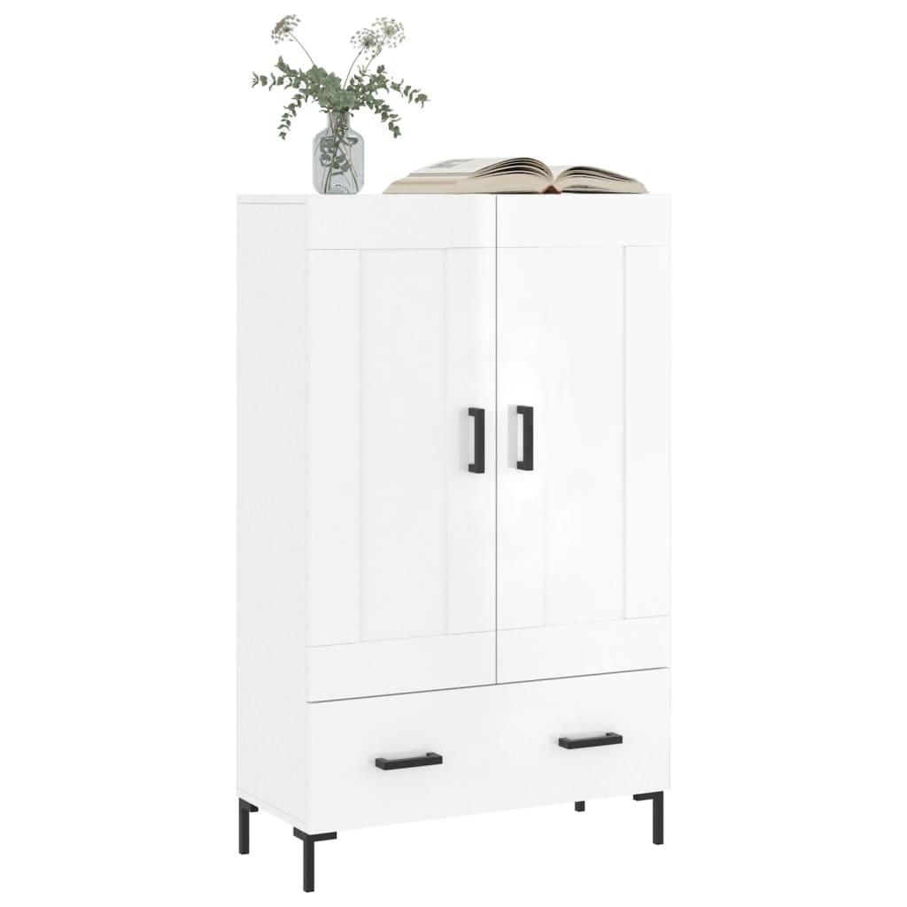 VidaXL Hoge kast 69,5x31x115 cm bewerkt hout hoogglans wit