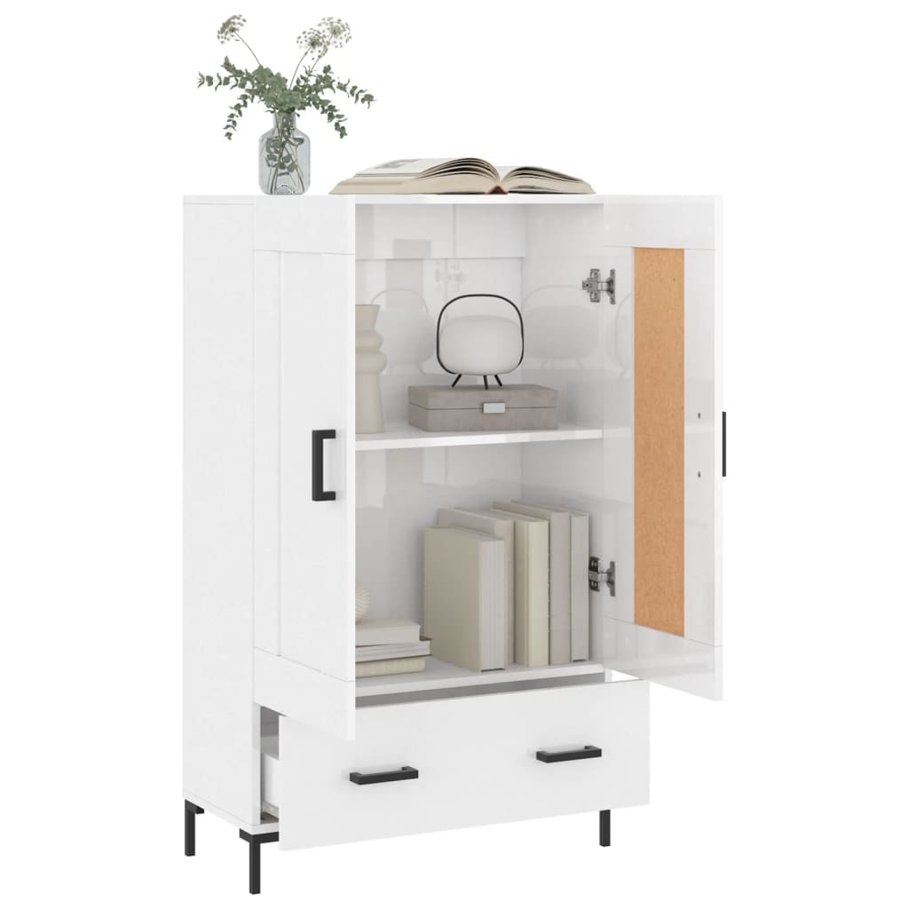VidaXL Hoge kast 69,5x31x115 cm bewerkt hout hoogglans wit