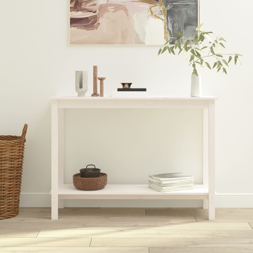VidaXL Wandtafel 110x40x80 cm massief grenenhout wit