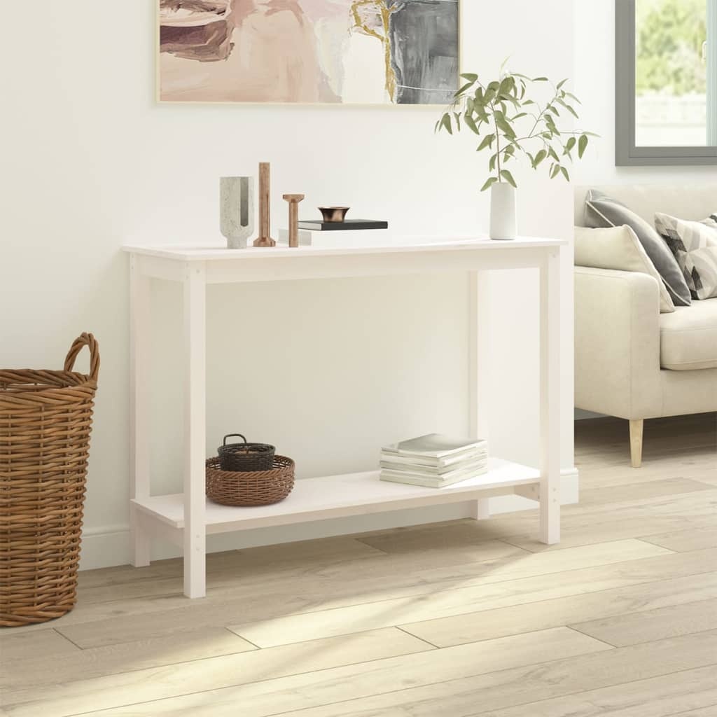 VidaXL Wandtafel 110x40x80 cm massief grenenhout wit