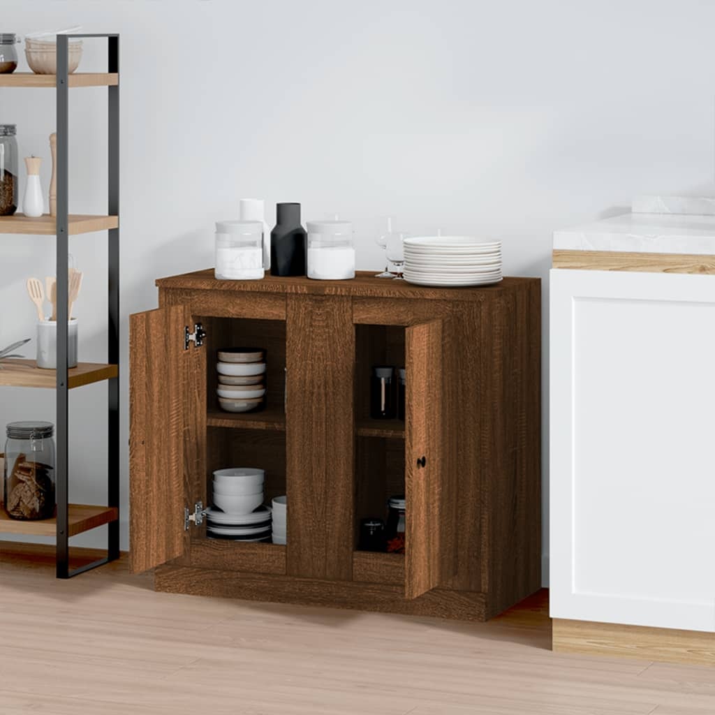 VidaXL Dressoirs 2 st 37,5x35,5x67,5 cm bewerkt hout bruin eikenkleur