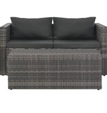 VidaXL Loungeset met kussens 6-delig poly rattan grijs