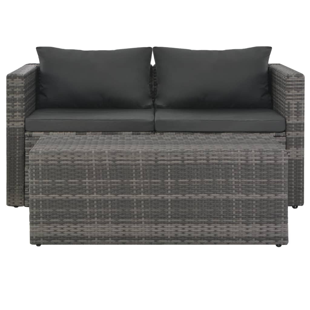 VidaXL Loungeset met kussens 6-delig poly rattan grijs