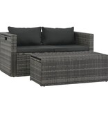 VidaXL Loungeset met kussens 6-delig poly rattan grijs