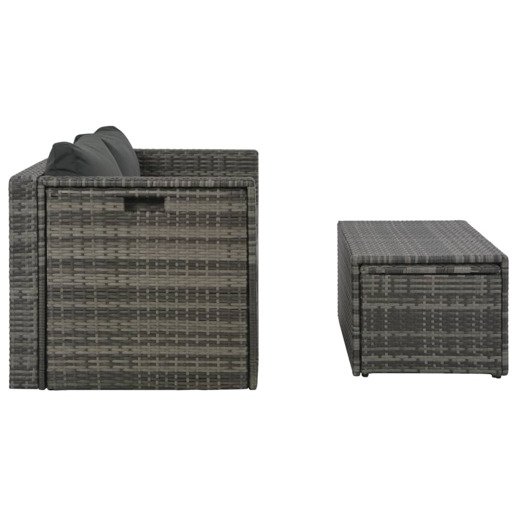 VidaXL Loungeset met kussens 6-delig poly rattan grijs