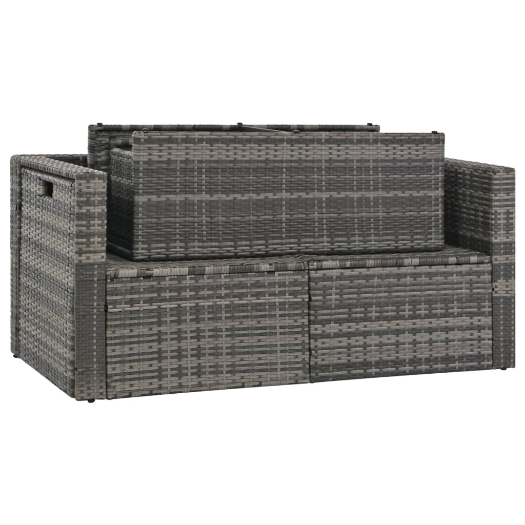 VidaXL Loungeset met kussens 6-delig poly rattan grijs