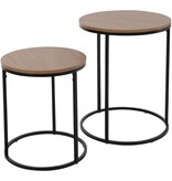 VidaXL Bijzettafelset 2 st met houten tafelblad naturel, zwart