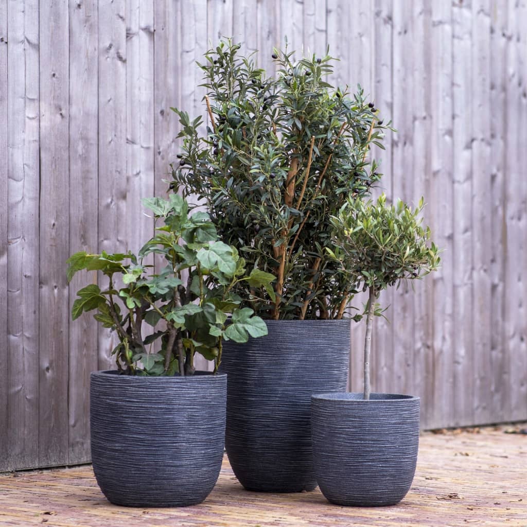 VidaXL Plantenbak Waste Rib laag elegant 46x58 cm grijs