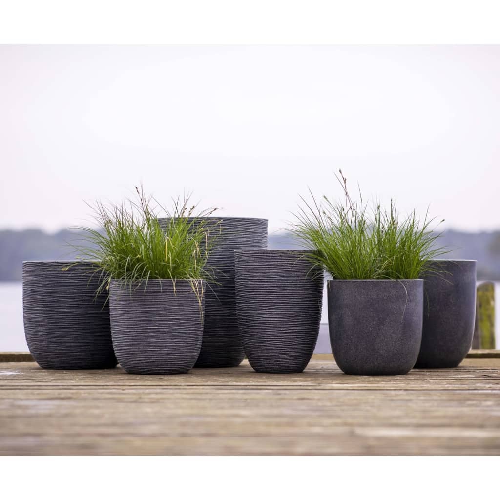 VidaXL Plantenbak Waste Rib laag elegant 46x58 cm grijs