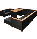 VidaXL 10-delige Loungeset met kussens poly rattan zwart
