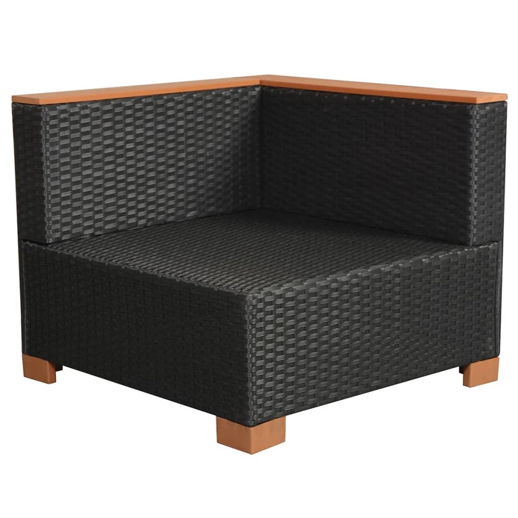 VidaXL 10-delige Loungeset met kussens poly rattan zwart