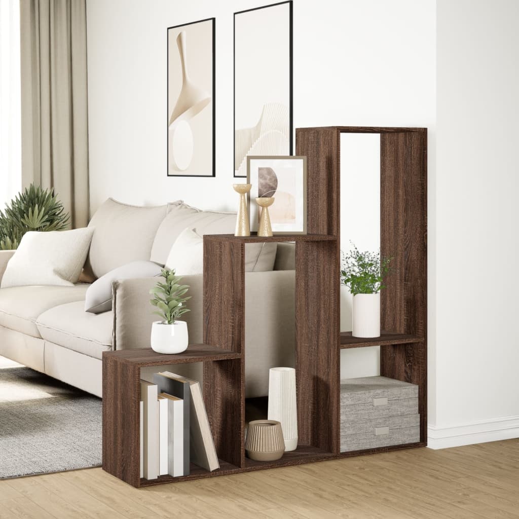 VidaXL Kamerscherm / boekenkast 3-laags 123x29x123 cm hout bruin eiken