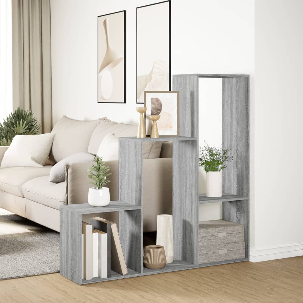 VidaXL Kamerscherm / boekenkast 123x29x123 cm hout grijs sonoma