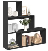 VidaXL Kamerscherm / boekenkast 3-laags 123x29x123 cm hout zwart