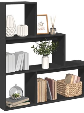 VidaXL Kamerscherm / boekenkast 3-laags 123x29x123 cm hout zwart