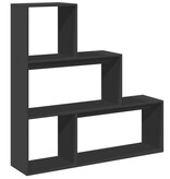 VidaXL Kamerscherm / boekenkast 3-laags 123x29x123 cm hout zwart