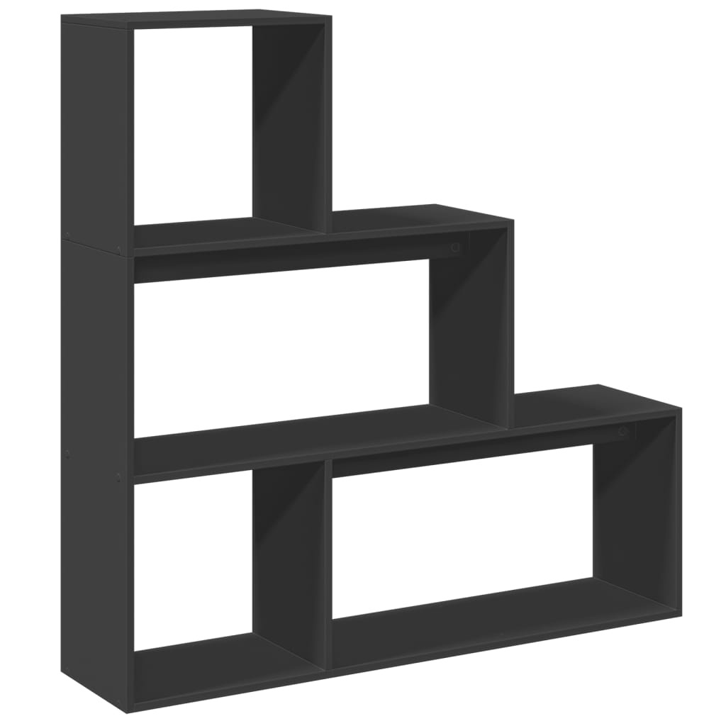 VidaXL Kamerscherm / boekenkast 3-laags 123x29x123 cm hout zwart