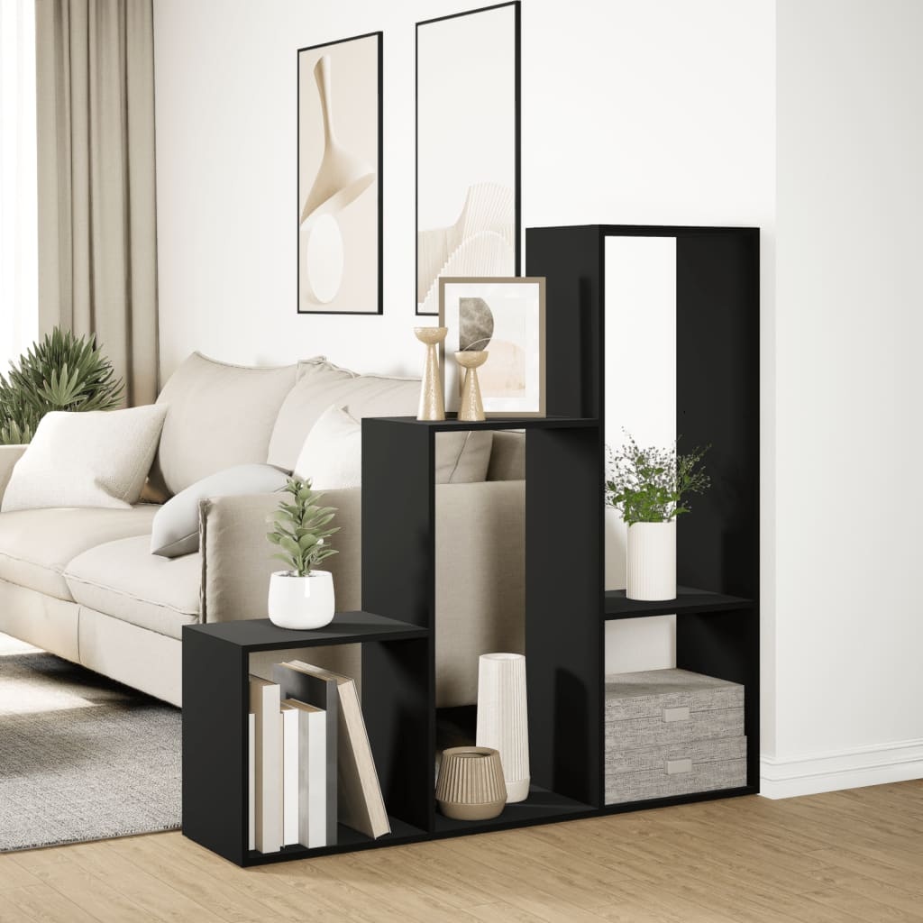 VidaXL Kamerscherm / boekenkast 3-laags 123x29x123 cm hout zwart