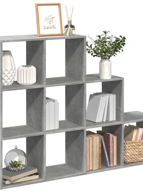 VidaXL Kamerscherm / boekenkast 3-laags 137,5x29x103,5 cm hout grijs