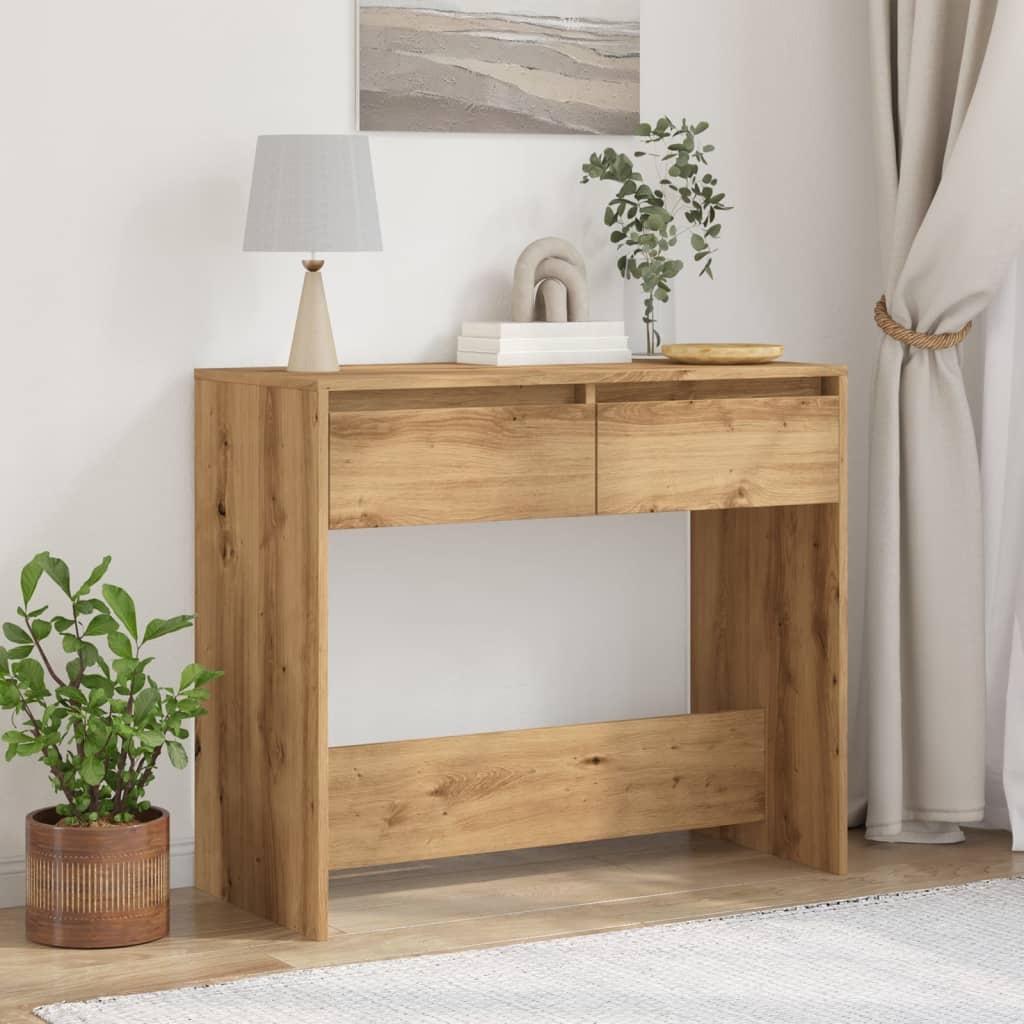 VidaXL Wandtafel 89x41x76,5 cm bewerkt hout artisanaal eikenkleurig