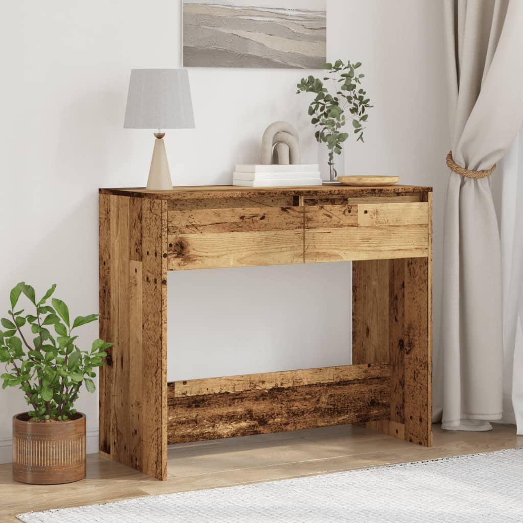 VidaXL Wandtafel 89x41x76,5 cm bewerkt hout oud houtkleurig