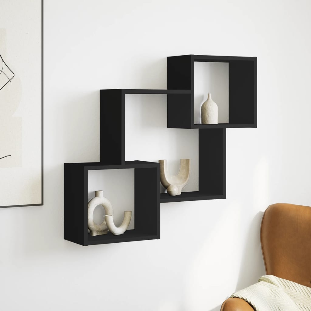 VidaXL Wandkast 78x18x71 cm bewerkt hout zwart