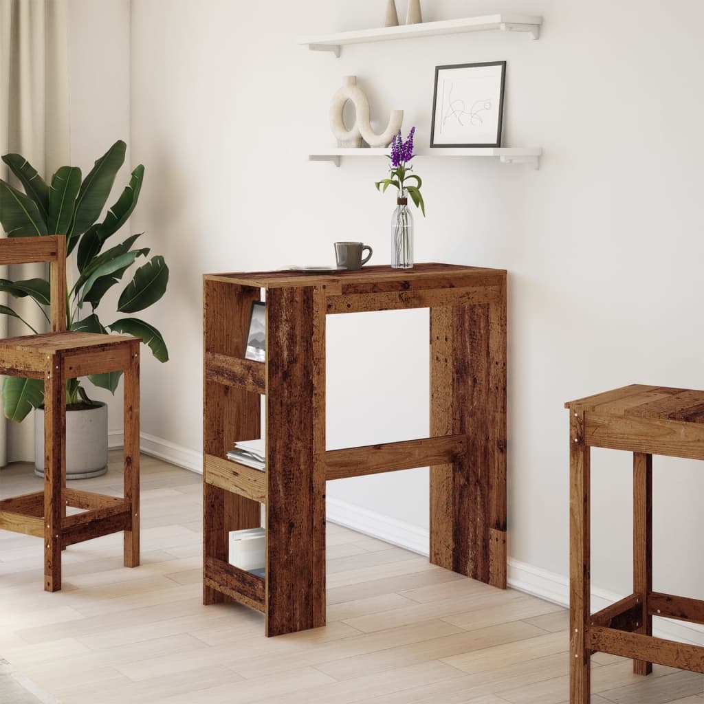 VidaXL Bartafel met rekken 90x40x103,5 cm bewerkt hout oud houtkleurig