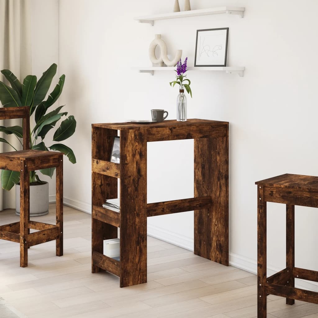 VidaXL Bartafel met rekken 90x40x103,5 cm bewerkt hout gerookt eiken