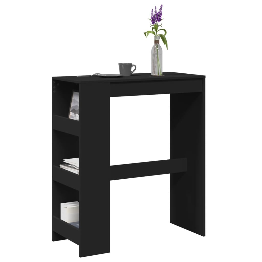VidaXL Bartafel met rekken 90x40x103,5 cm bewerkt hout zwart