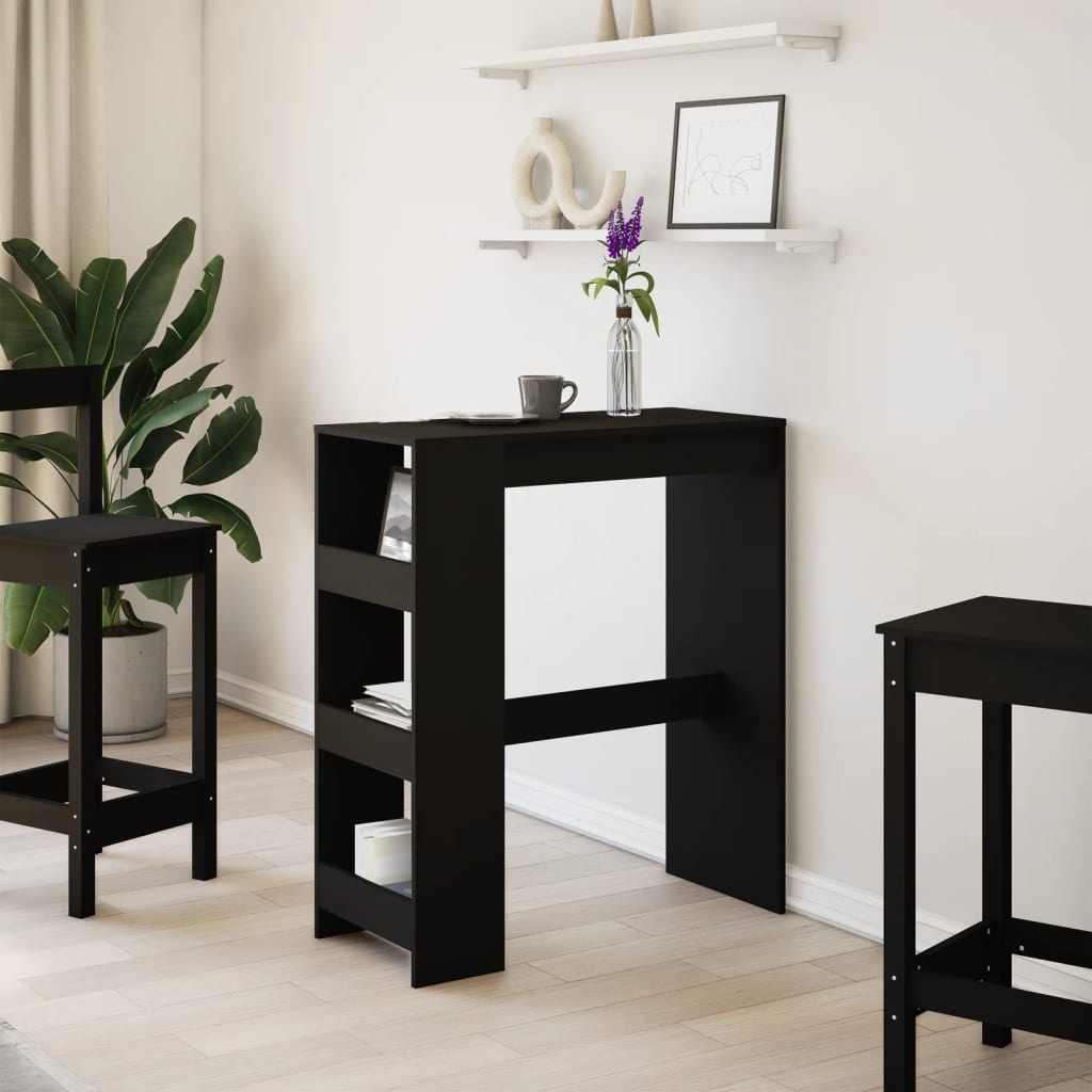 VidaXL Bartafel met rekken 90x40x103,5 cm bewerkt hout zwart