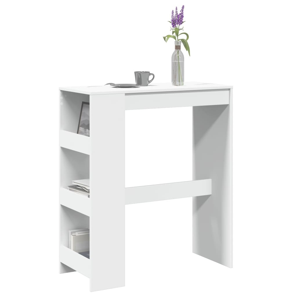 VidaXL Bartafel met rekken 90x40x103,5 cm bewerkt hout wit