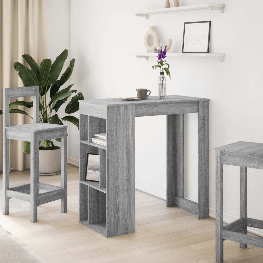 VidaXL Bartafel met rekken 102x50x103,5 cm bewerkt hout grijs sonoma