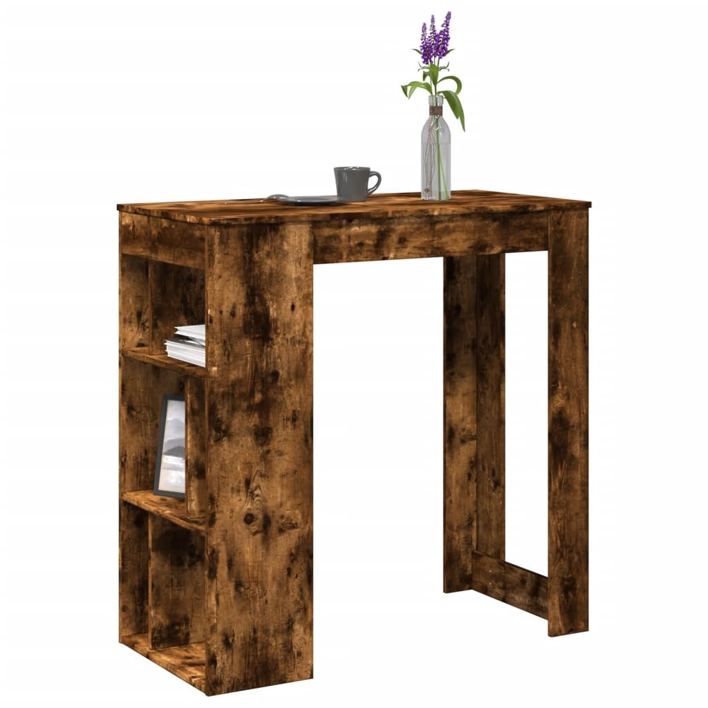 VidaXL Bartafel met rekken 102x50x103,5 cm bewerkt hout gerookt eiken