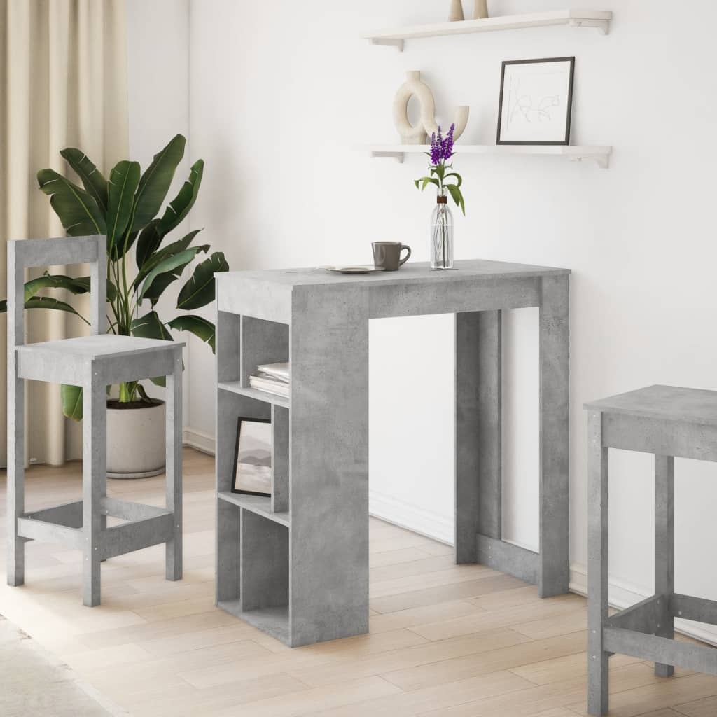VidaXL Bartafel met rekken 102x50x103,5 cm bewerkt hout betongrijs