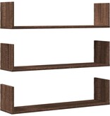 VidaXL Wandschappen 3 st 80x18x18 cm bewerkt hout bruin eikenkleurig