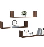 VidaXL Wandschappen 3 st 80x18x18 cm bewerkt hout bruin eikenkleurig