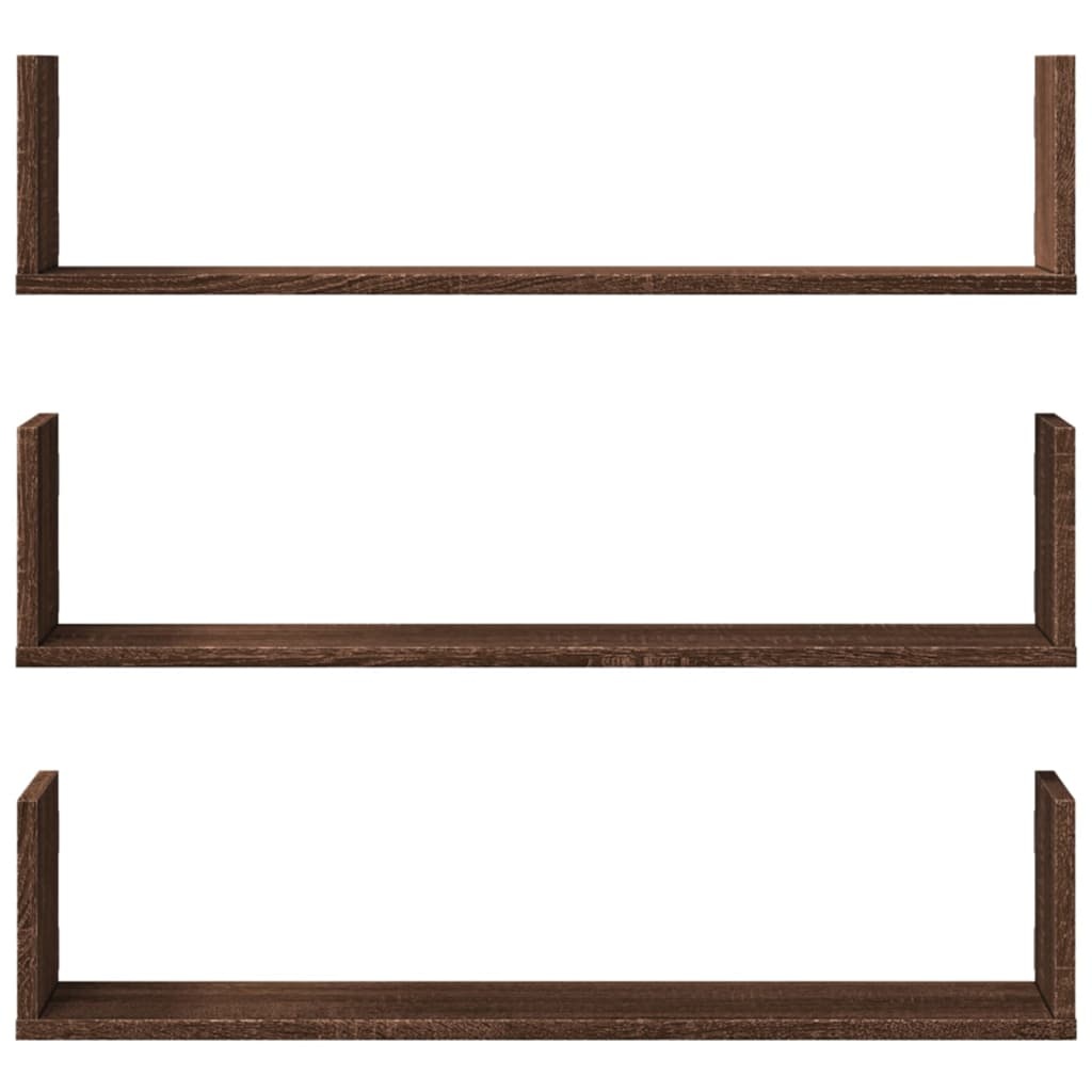 VidaXL Wandschappen 3 st 80x18x18 cm bewerkt hout bruin eikenkleurig