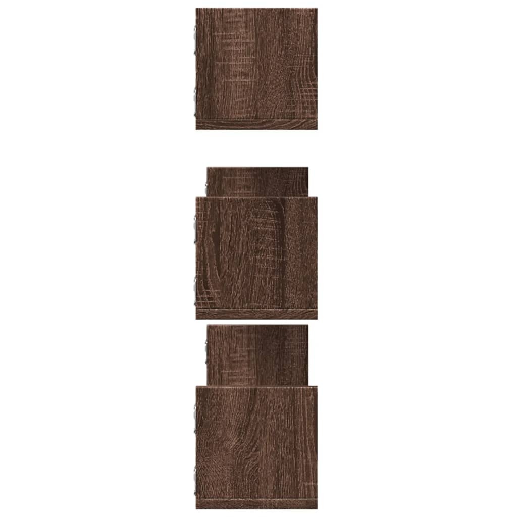 VidaXL Wandschappen 3 st 80x18x18 cm bewerkt hout bruin eikenkleurig