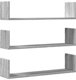 VidaXL Wandschappen 3 st 80x18x18 cm bewerkt hout grijs sonoma eiken