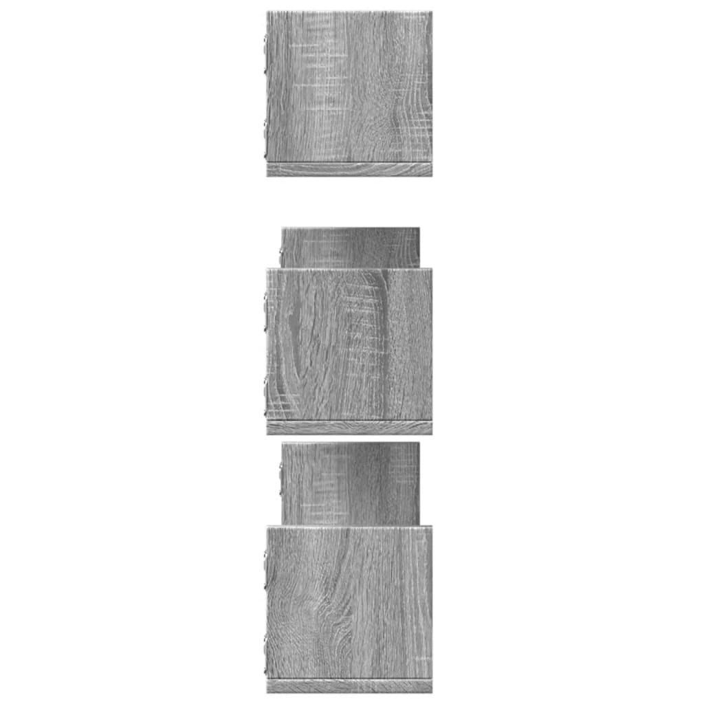 VidaXL Wandschappen 3 st 80x18x18 cm bewerkt hout grijs sonoma eiken