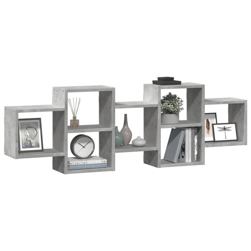 VidaXL Wandschap 129x18x42 cm bewerkt hout betongrijs