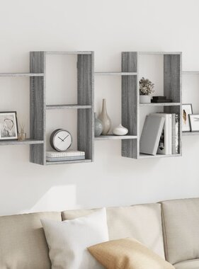 VidaXL Wandschap 159x18x65 cm bewerkt hout grijs sonoma eikenkleurig