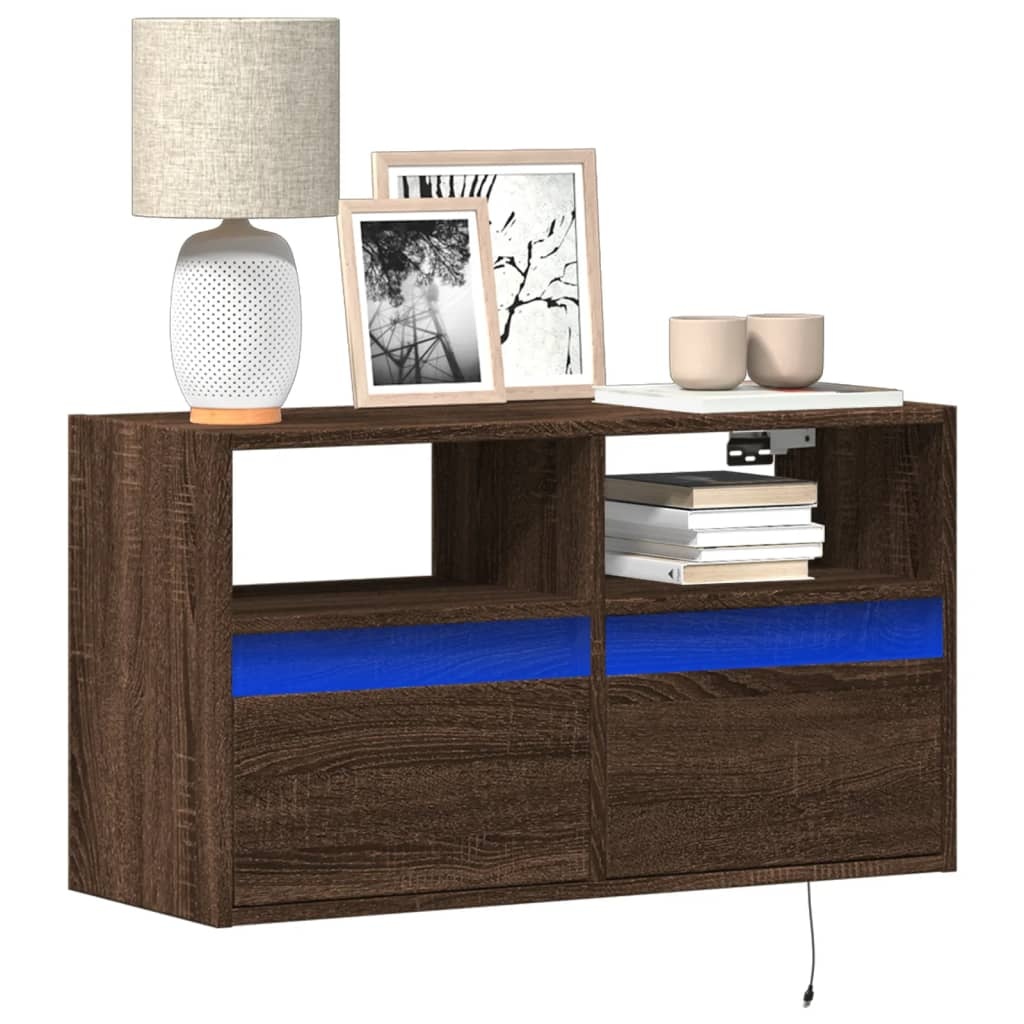 VidaXL Tv-wandmeubel met LED-verlichting 80x31x45 cm bruin eikenkleur