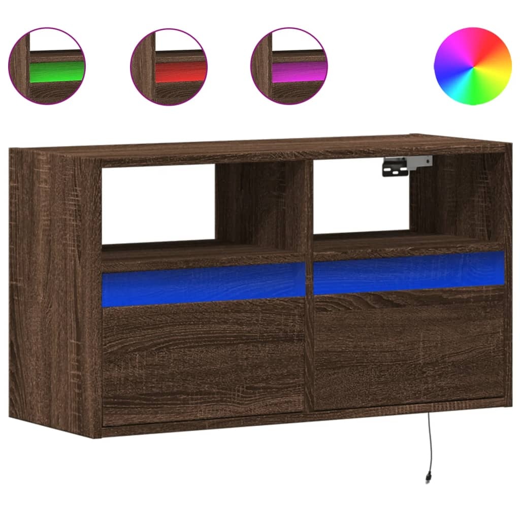 VidaXL Tv-wandmeubel met LED-verlichting 80x31x45 cm bruin eikenkleur