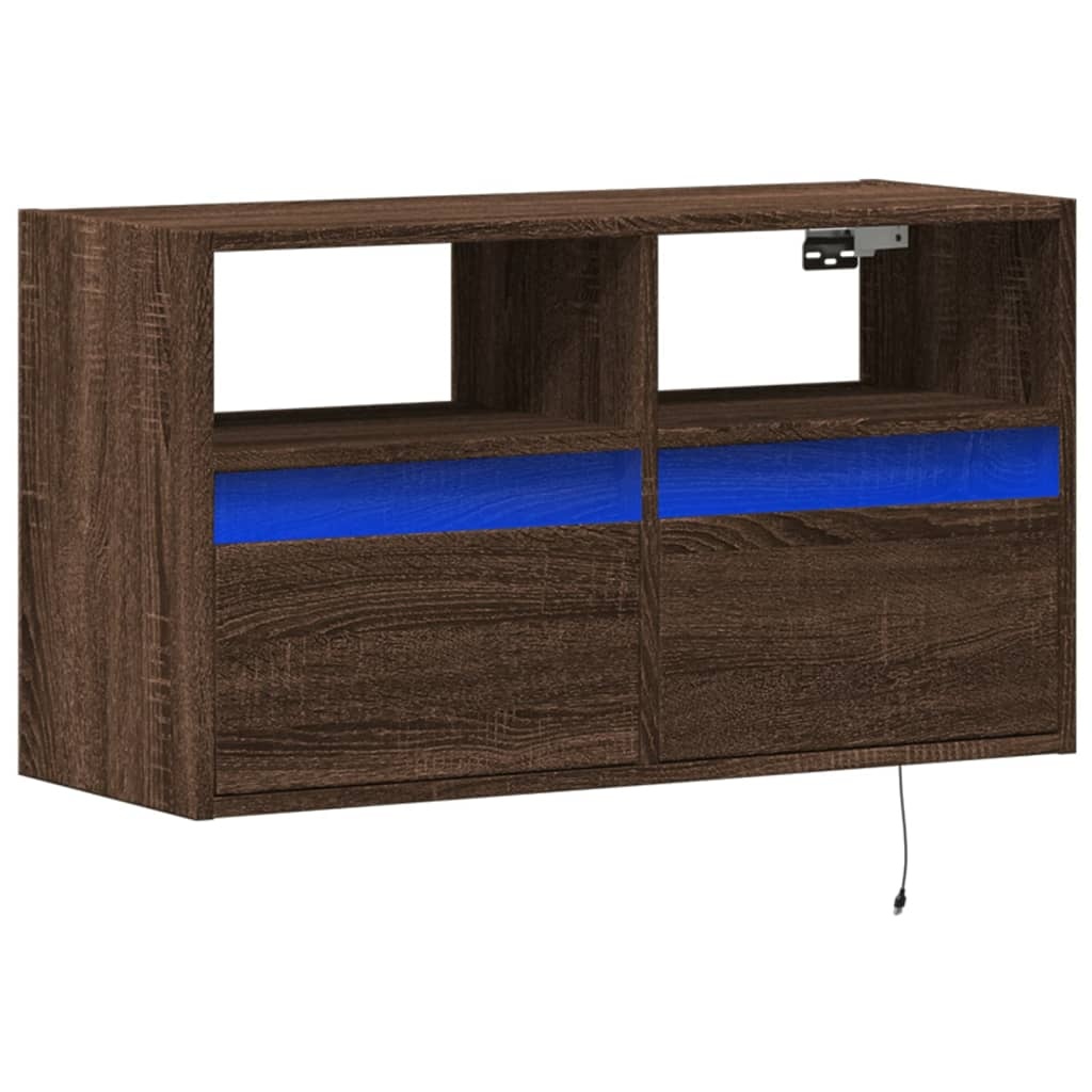 VidaXL Tv-wandmeubel met LED-verlichting 80x31x45 cm bruin eikenkleur
