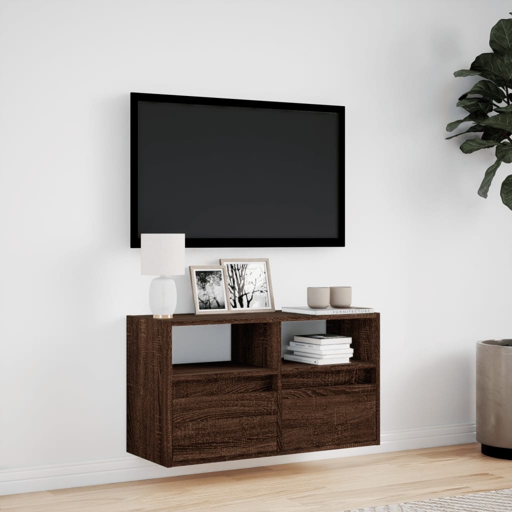 VidaXL Tv-wandmeubel met LED-verlichting 80x31x45 cm bruin eikenkleur